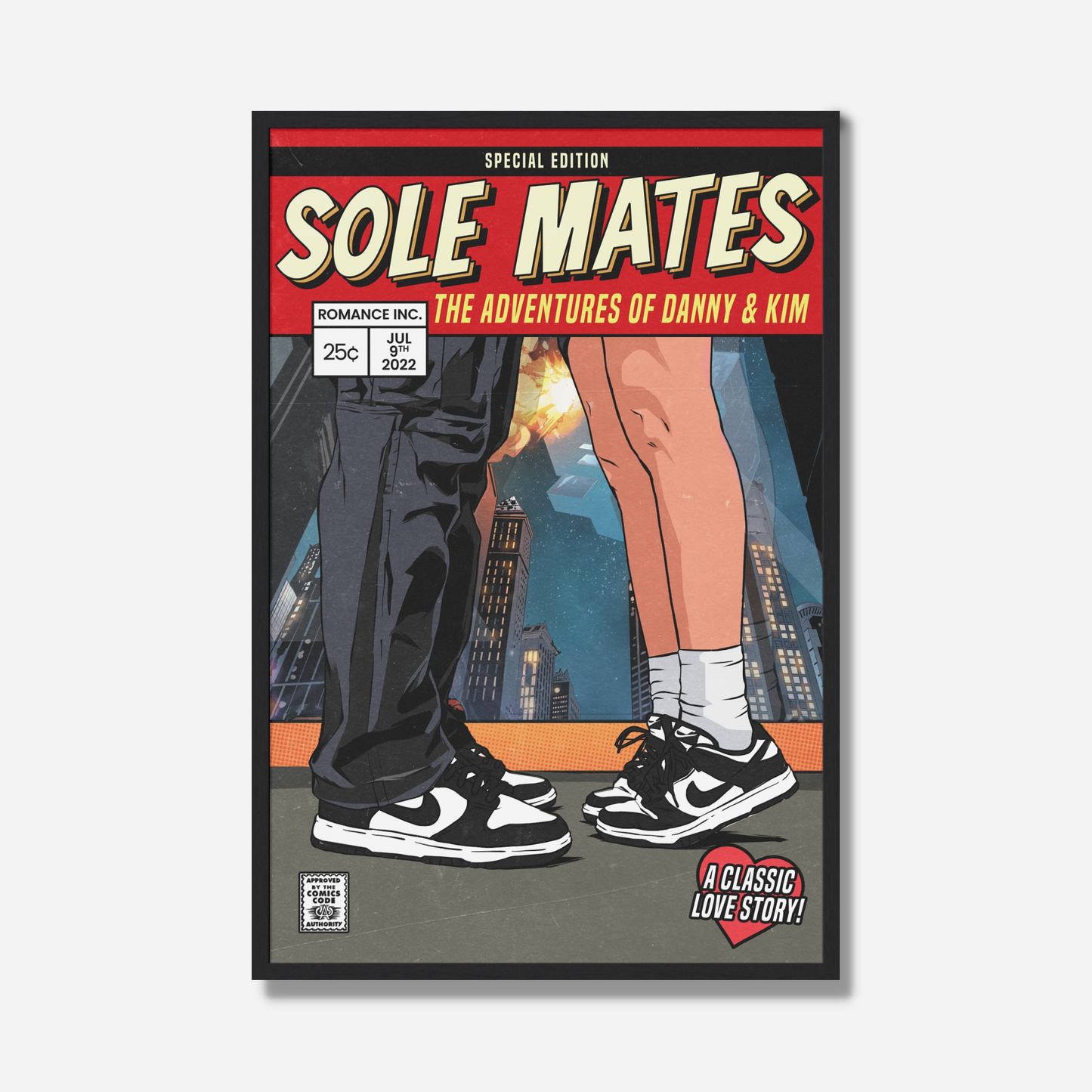 PERSONALIZED DUNKS SNEAKERHEAD COUPLE COMIC ART PRINT