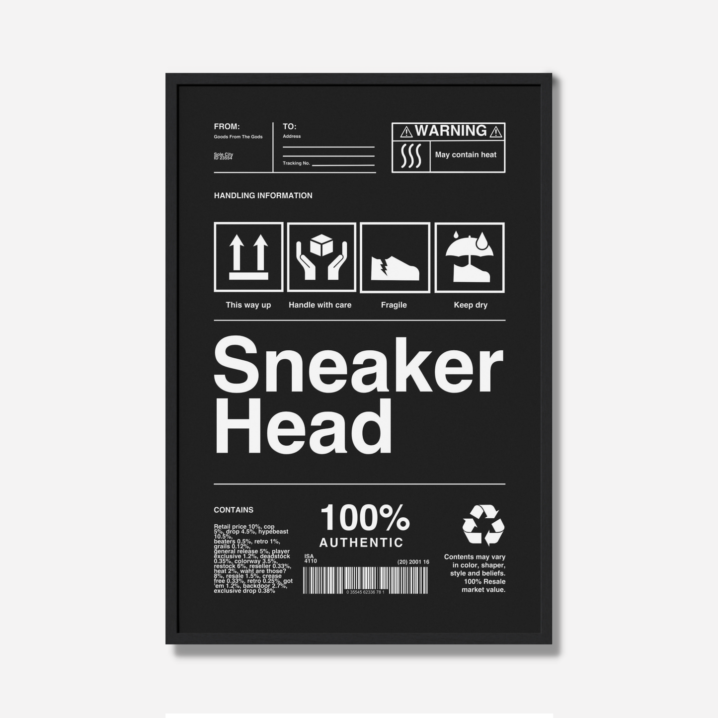 SNEAKERHEAD SHIPPING LABEL POSTER